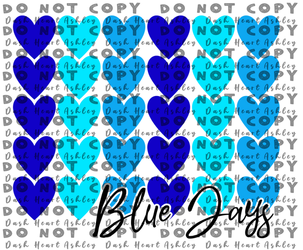 Blue Jays with Hearts Valentines **DIGI PRINT/DTF/CLEA FILM** TRANSFERS (NO MOQ)