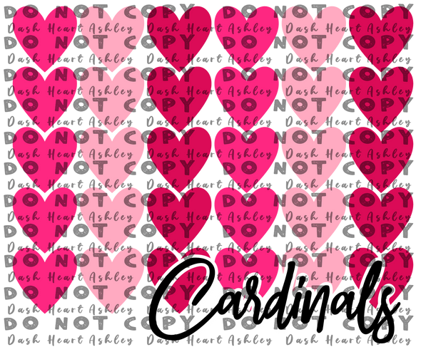 Cardinals with Hearts Valentines **DIGI PRINT/DTF/CLEA FILM** TRANSFERS (NO MOQ)