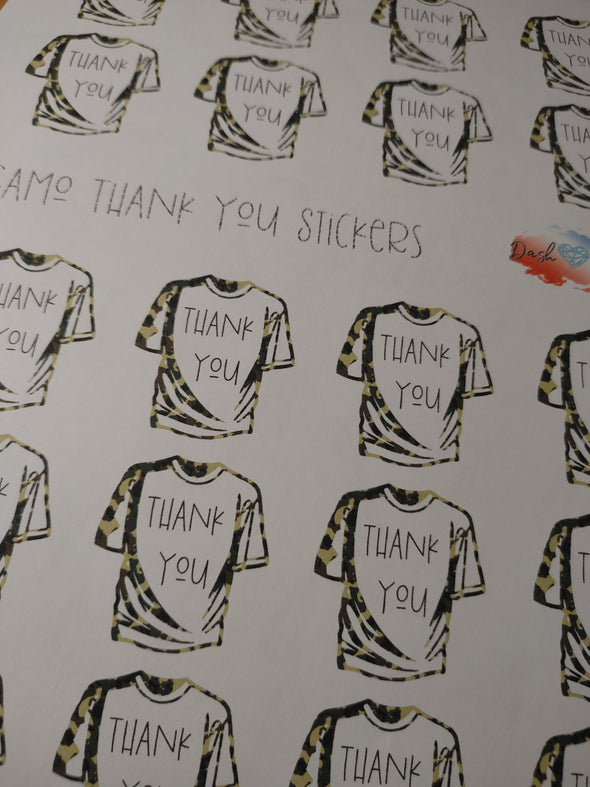 Camo Tee Thank You Stickers