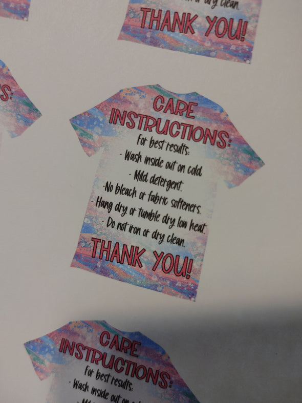 Care Instructions Stickers