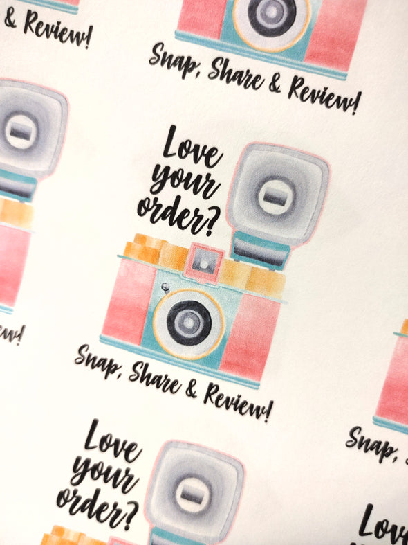 Love Your Order? Snap, Share & Review Stickers