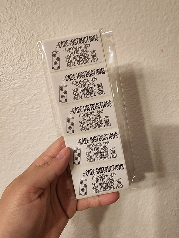 Floral Tumbler Care Instructions Thermal Sticker Pack