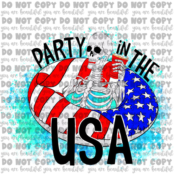 Party in the USA Skellie Sublimation Transfer
