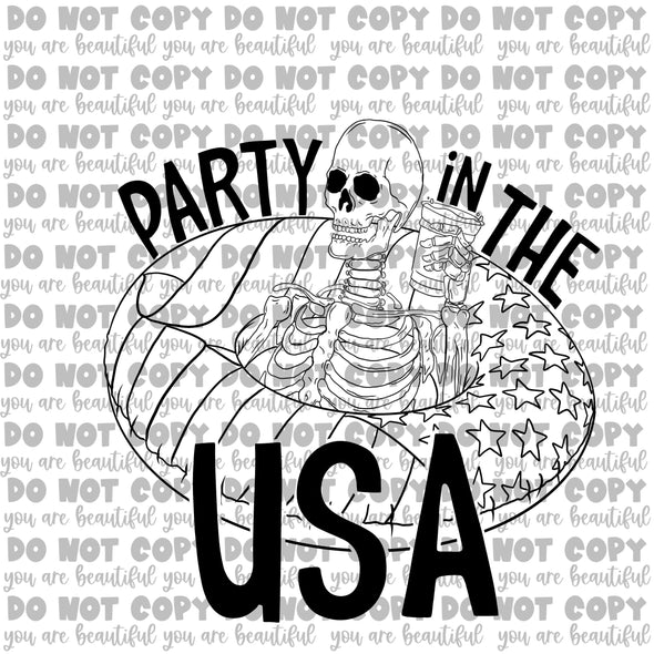 Party in the USA Skellie Sublimation Transfer