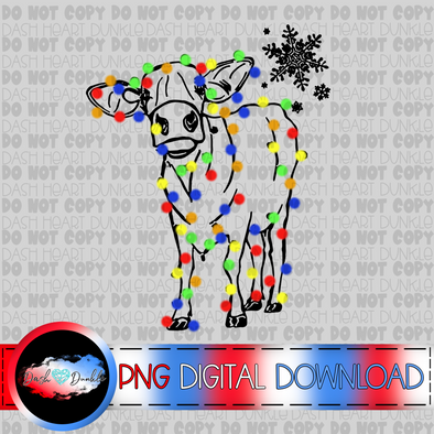 Christmas Cow Black Digital Download