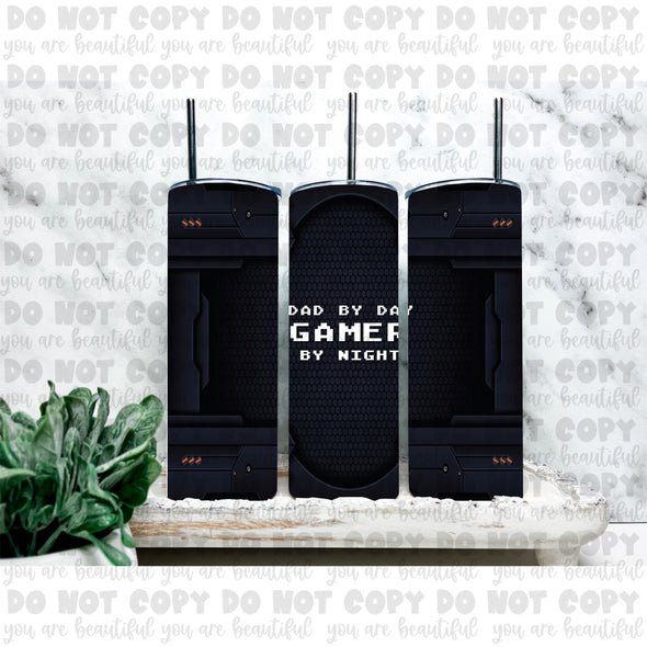 Dad by Day. Gamer by Night - Black Tumbler Sublimation Transfer