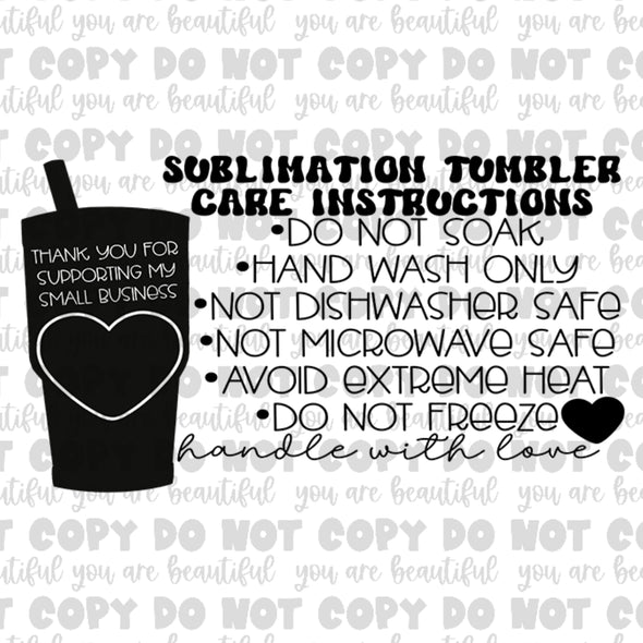 Sublimation Tumbler Care Instructions Thermal Sticker Pack