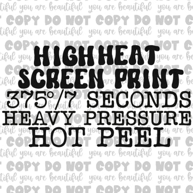 High Heat Screen Pressing Instructions Thermal Sticker Pack