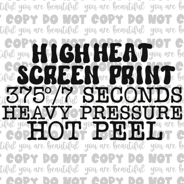 Low Heat Screen Pressing Instructions Thermal Sticker Pack