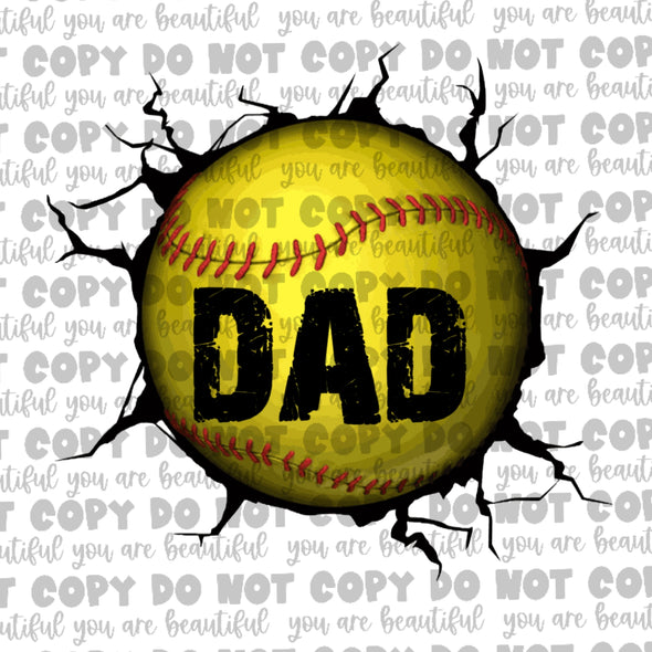 Softball With Dad **DIGI PRINT/DTF/CLEAR FILM** TRANSFERS (NO MOQ)