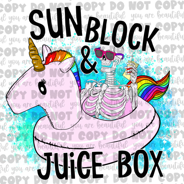 Sun Block & Juice Box Girl **DIGI PRINT/DTF/CLEAR FILM** TRANSFERS (NO MOQ)