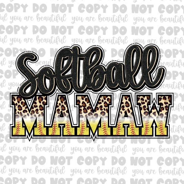 Softball Mamaw Sublimation Transfer