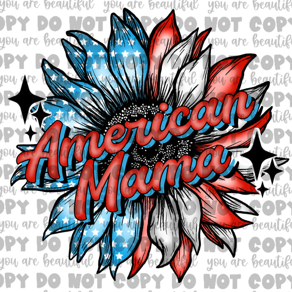 American Mama, Patriotic Sunflower Sublimation Transfer