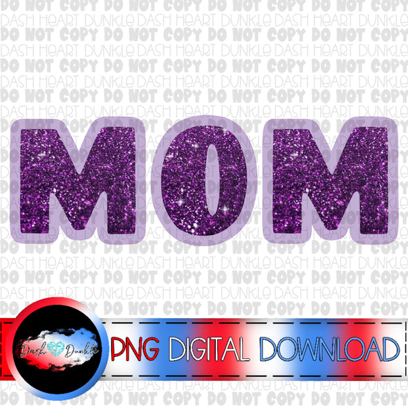 Purple Glitter Mom Digital Download