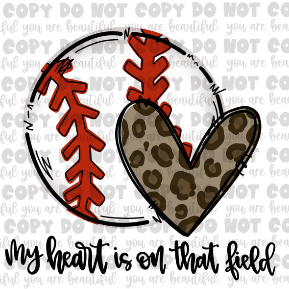 Leopard My Heart Is On That Field Baseball Sublimation Transfer