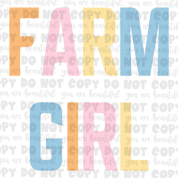 Pastel Farm Girl **DIGI PRINT/DTF/CLEAR FILM** TRANSFERS (NO MOQ)