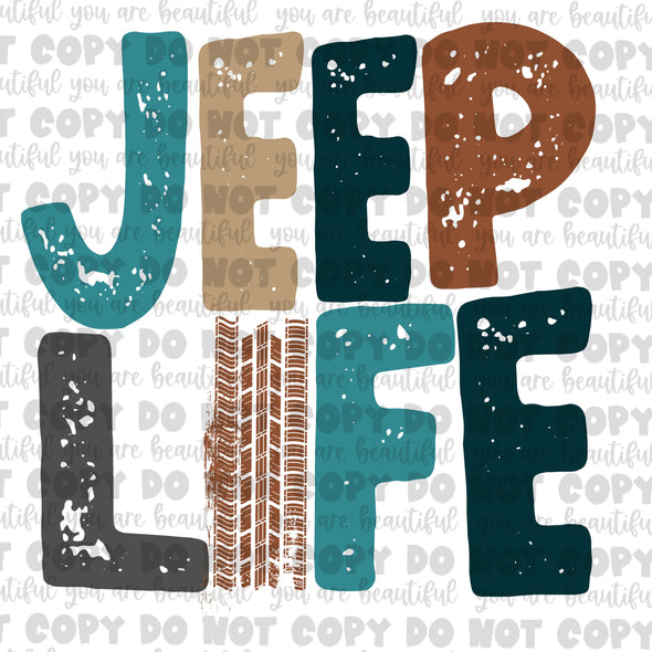 Jeep Life With Tracks **DIGI PRINT/DTF/CLEAR FILM** TRANSFERS (NO MOQ)
