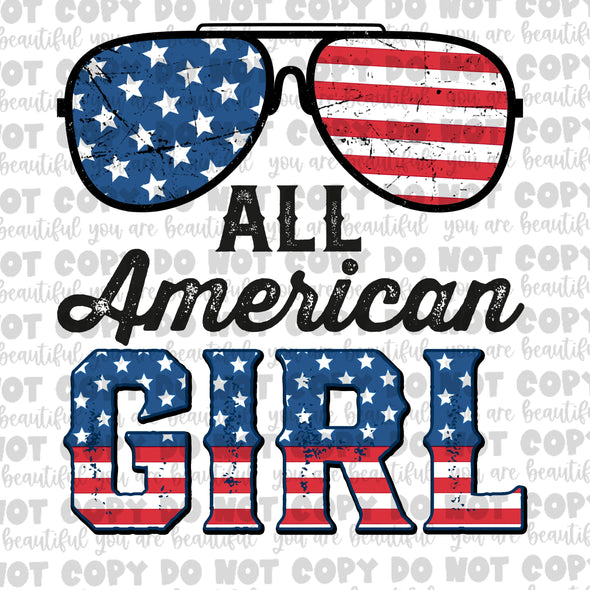 Sunglasses All American Girl **DIGI PRINT/DTF/CLEAR FILM** TRANSFERS (NO MOQ)
