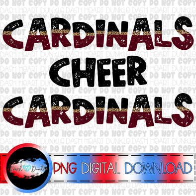 Black and Gold Double Stacked Cardinals Cheer Digital Download