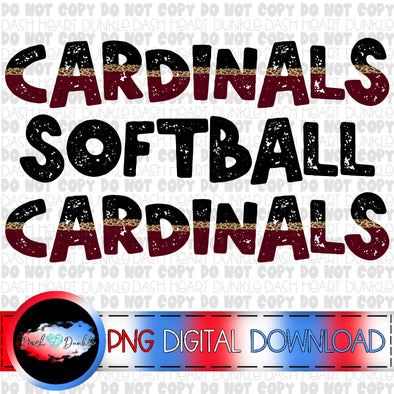 Black & Maroon Double Cardinals Softball Digital Download