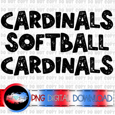 Black Stacked Cardinals Softball Digital Download