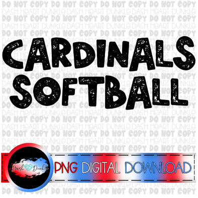 Black Cardinals Softball Digital Download