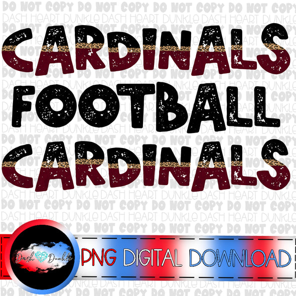 Black & Maroon Stacked Cardinals Football Digital Download