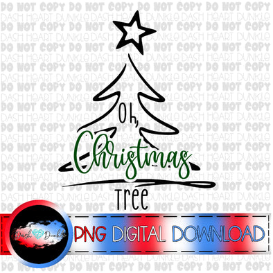 Oh Christmas Tree Black & Green Digital Download