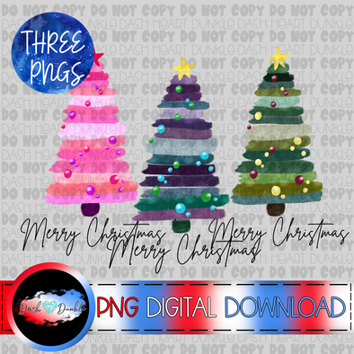 Watercolor Christmas Tree Bundle Digital Download