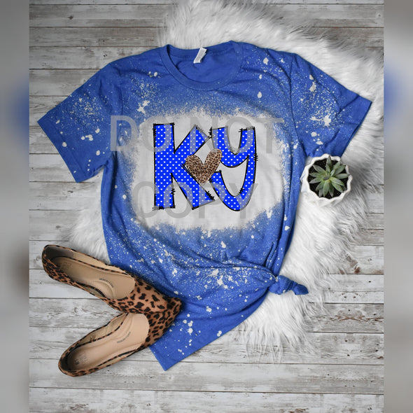Blue KY, Kentucky, with Animal Print Heart Sublimation Transfer