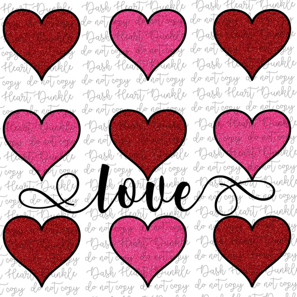 Love Glitter Hearts Digital Download