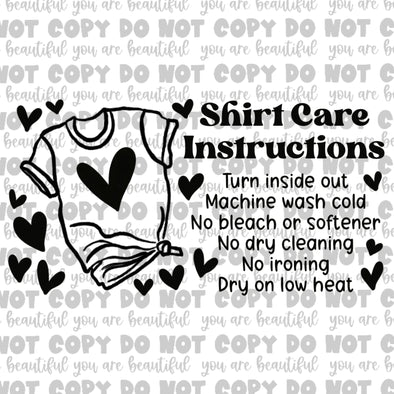Heart Shirt Care Instructions Thermal Sticker Pack