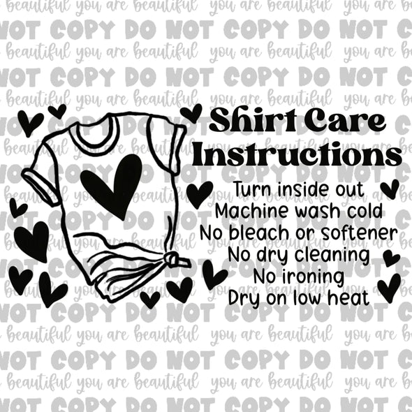 Heart Shirt Care Instructions Thermal Sticker Pack