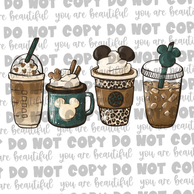 Magical Brown and Leopard Coffee **DIGI PRINT/DTF/CLEAR FILM** TRANSFERS (NO MOQ)