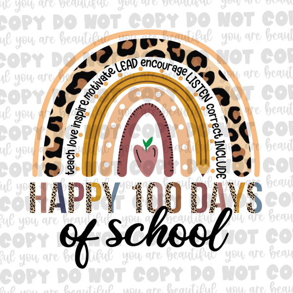 Happy 100 Days Of School Rainbow Sublimation Transfer