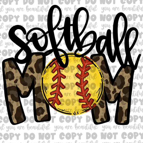 Leopard Softball Mom **DIGI PRINT/DTF/CLEAR FILM** TRANSFERS (NO MOQ)