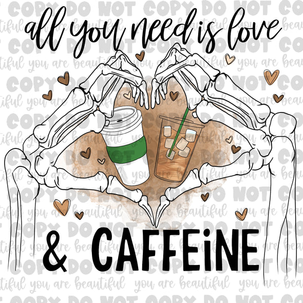 All You Need Is Love And Caffeine Green Sublimation Transfer