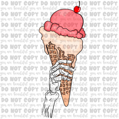 Skellie With Ice Cream **DIGI PRINT/DTF/CLEAR FILM** TRANSFERS (NO MOQ)